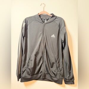adidas Gray Full-Zip Bomber Jacket with Stripe Accents